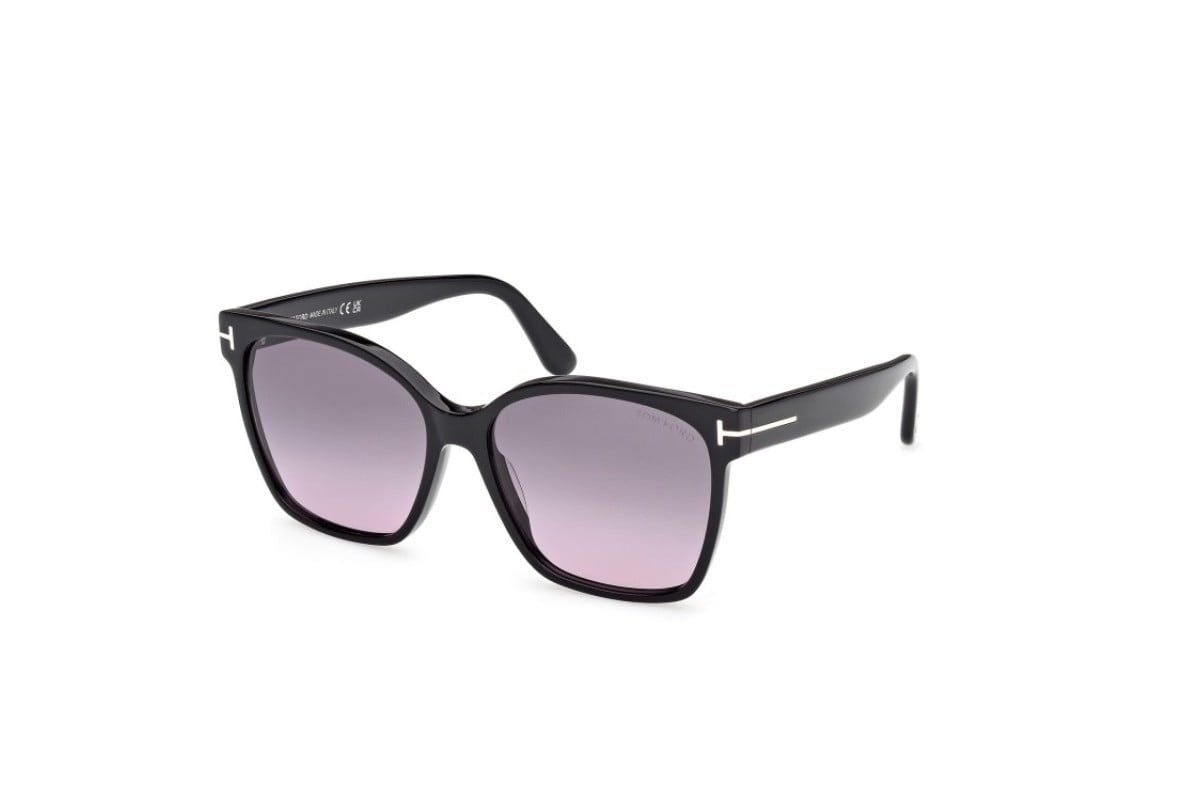 Tom Ford Iris Sunglasses FT 1312 01B 56mm Shiny Black / Fumo Gradient Lens