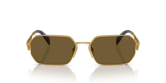 Prada Sunglasses PRA51S 15N01T 58mm Matte Gold / Dark Brown Lens