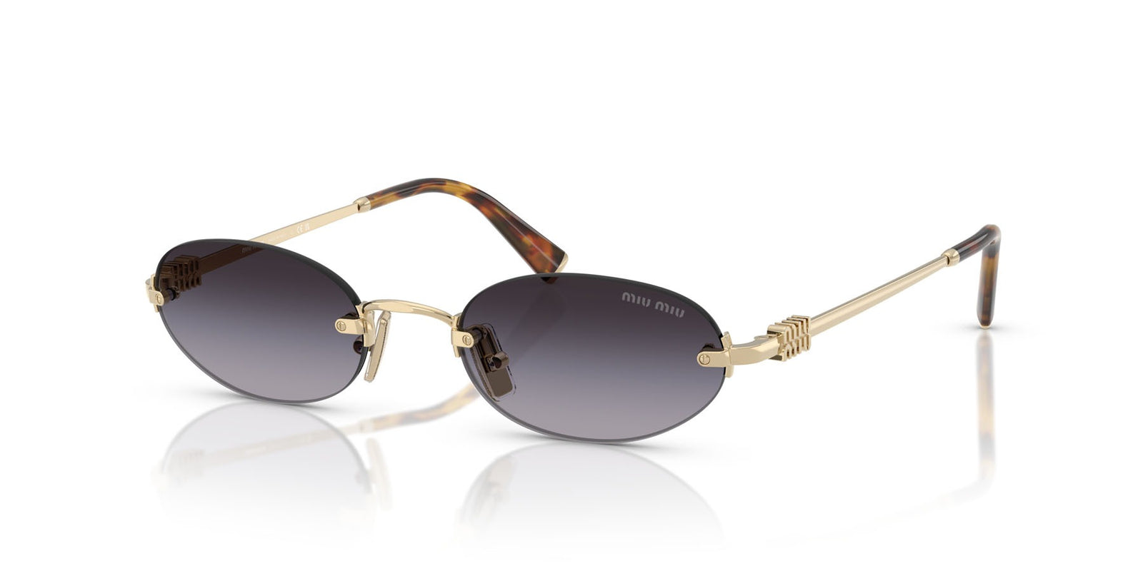 Miu Miu MUA54S ZVN5DI Sunglasses 51mm Pale Gold / Grey Gradient Lens