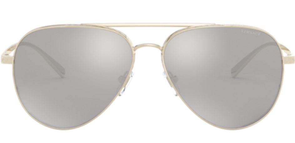 Versace Pilot Sunglasses VE2217 12526G 59mm Pale Gold/Light Grey Mirror Silver