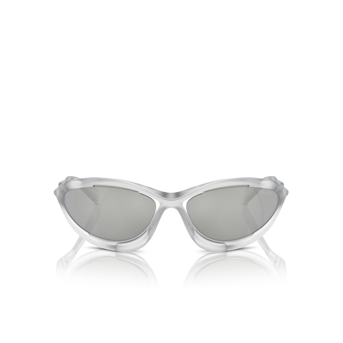 Prada Sunglasses PRA23S 14V60H Frosted Crystal / Clear Mirror Silver 80 Lens