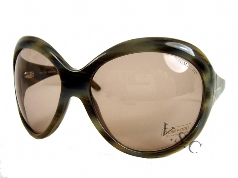 Tom Ford Anna Sunglasses TF64 559 64mm Green Horn / Grey Green Lens (VINTAGE)