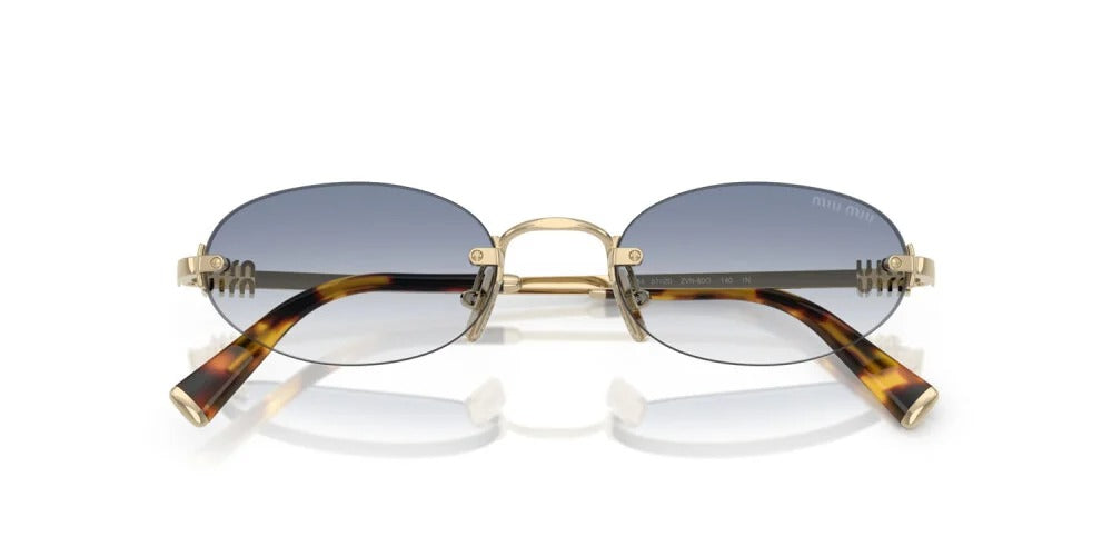 Miu Miu MUA54S ZVN80O Sunglasses 51mm Pale Gold / Clear Light Blue Gradient Lens