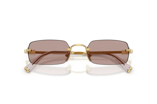 Miu Miu MU B50S 5AK20I Rectangle Sunglasses 52mm Gold / Light Purple Brown Lens