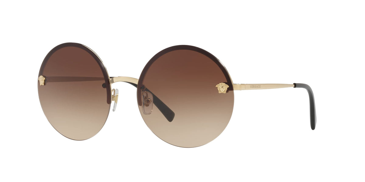 Versace VE2176 1252/13 Round Sunglasses Pale Gold, Brown Gradient Lens