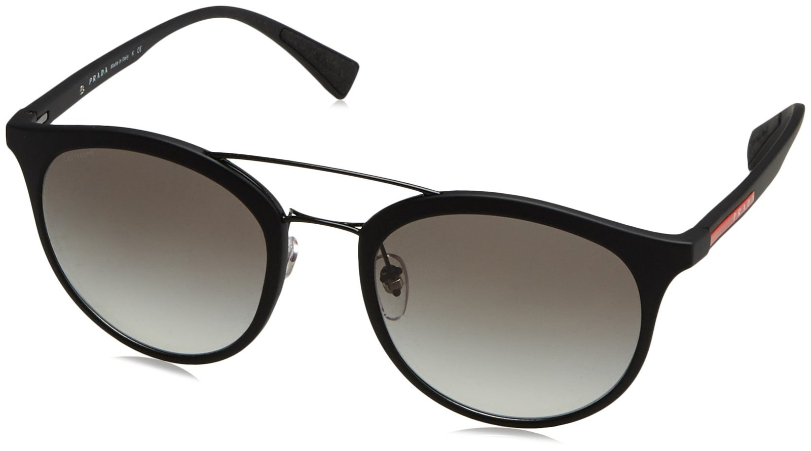 Prada Linea Rossa PS 04RS DG00A7 Sunglasses Black Rubber W/Grey Gradient Lens