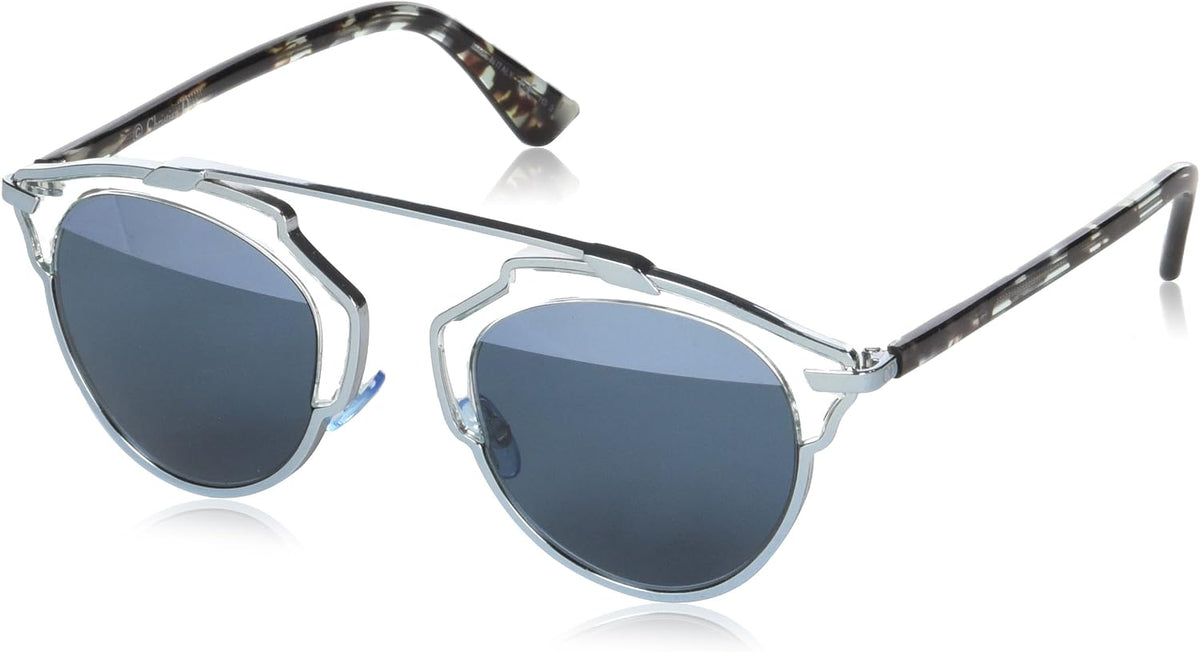 Dior DIORSOREAL KLY8N 48mm Sunglasses Silver-Blue-Havana / Blue Solid Lens
