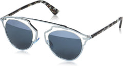 Dior DIORSOREAL KLY8N 48mm Sunglasses Silver-Blue-Havana / Blue Solid Lens