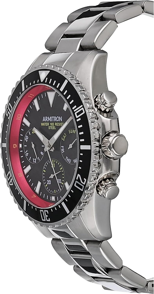 Armitron Atlas 20/5351BRSV Men's Multifunction Watch Black Dial Steel Bracelet - image 2