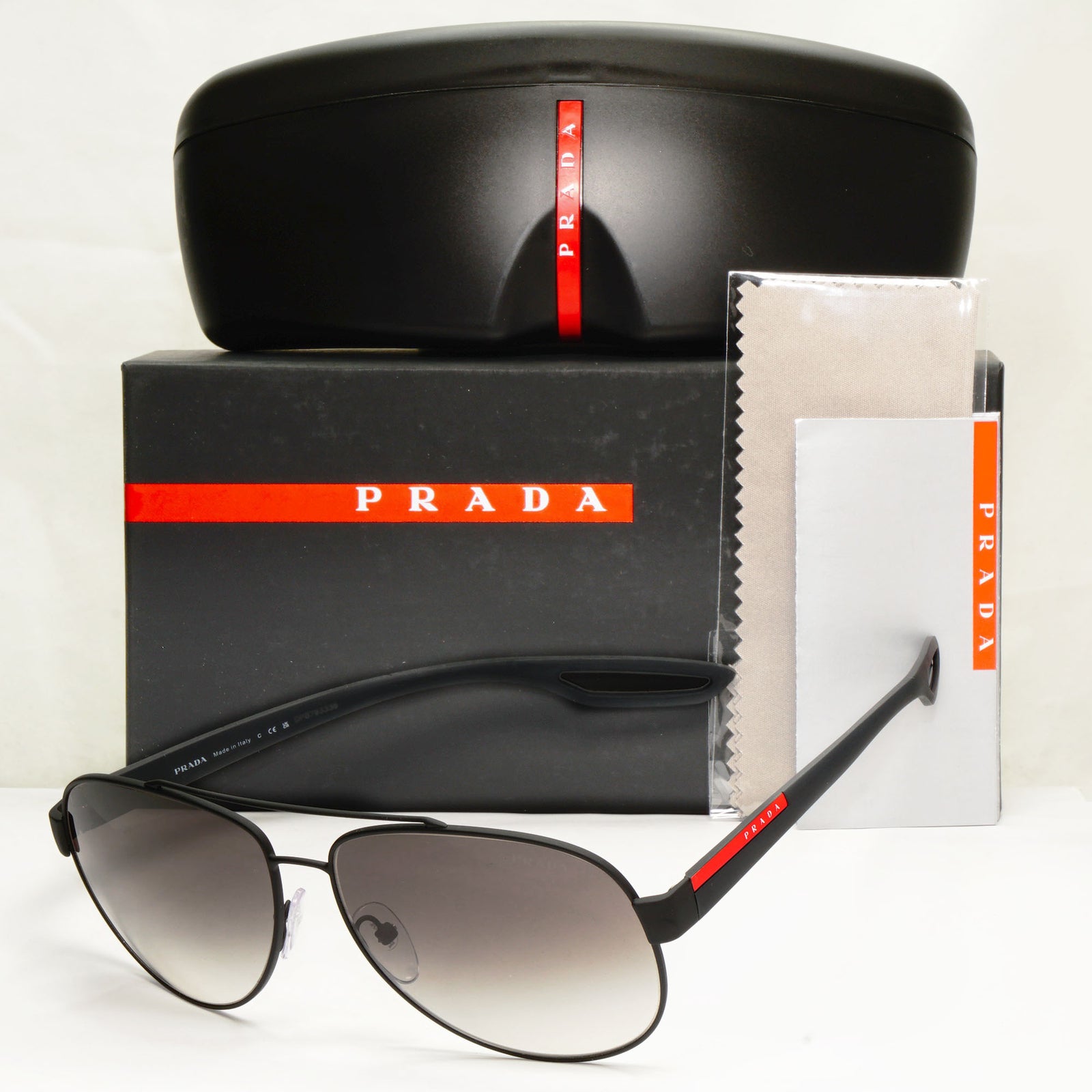 Prada Sport Sunglasses PS55QS DG00A7 mm Matte Black / Light Grey Gradient Lens