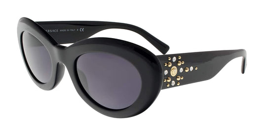 Versace VE4355B-GB1/1A 52mm Oval Sunglasses Black / Violet Lens