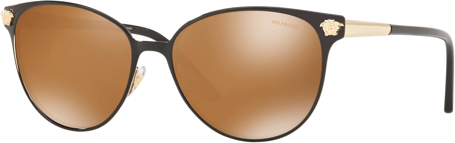 Versace Sunglasses VE2168 13772T 57mm Matte Black Gold / Brown Mirror Polarized