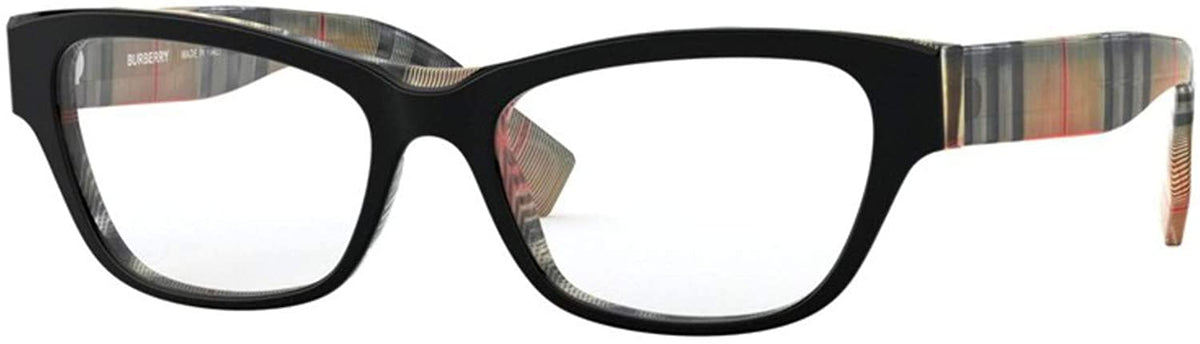 Burberry Eyeglasses BE 2302F 3806 53mm Top Black On Vintage Check / Demo Lens