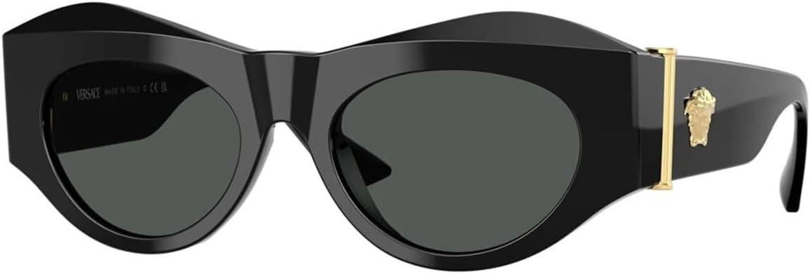 Versace VE4477U GB1/87 Oval Sunglasses 52mm Black / Dark Grey Lens