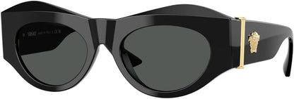 Versace VE4477U GB1/87 Oval Sunglasses 52mm Black / Dark Grey Lens