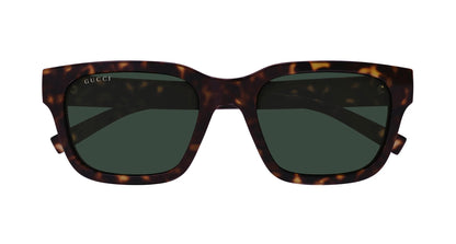 Gucci GG1857S 002 Square Sunglasses 55mm Havana / Green Solid Lens