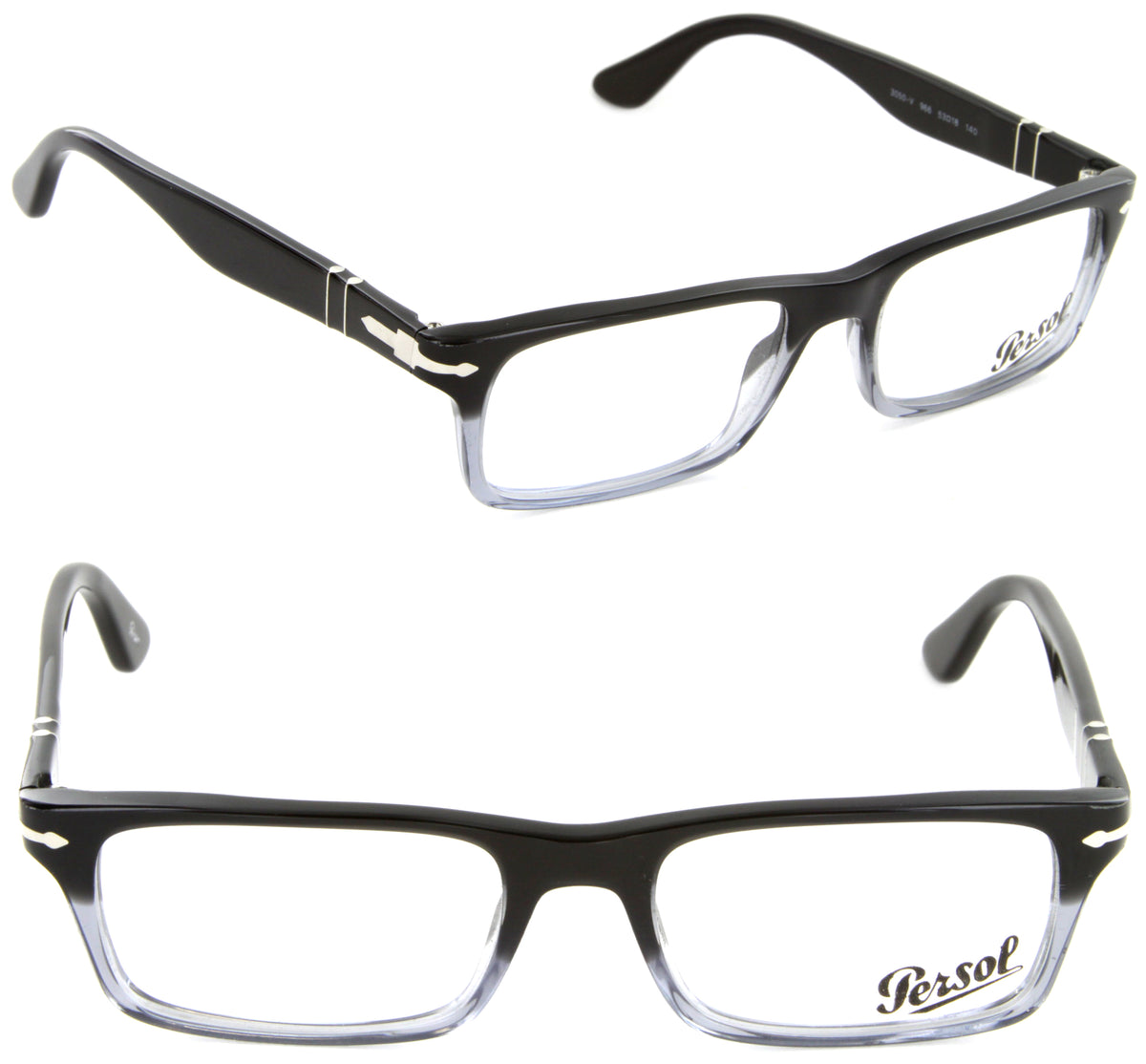 Persol PO3050V 966 53mm Rectangle Eyeglasses Gradient Black/Demo Lens