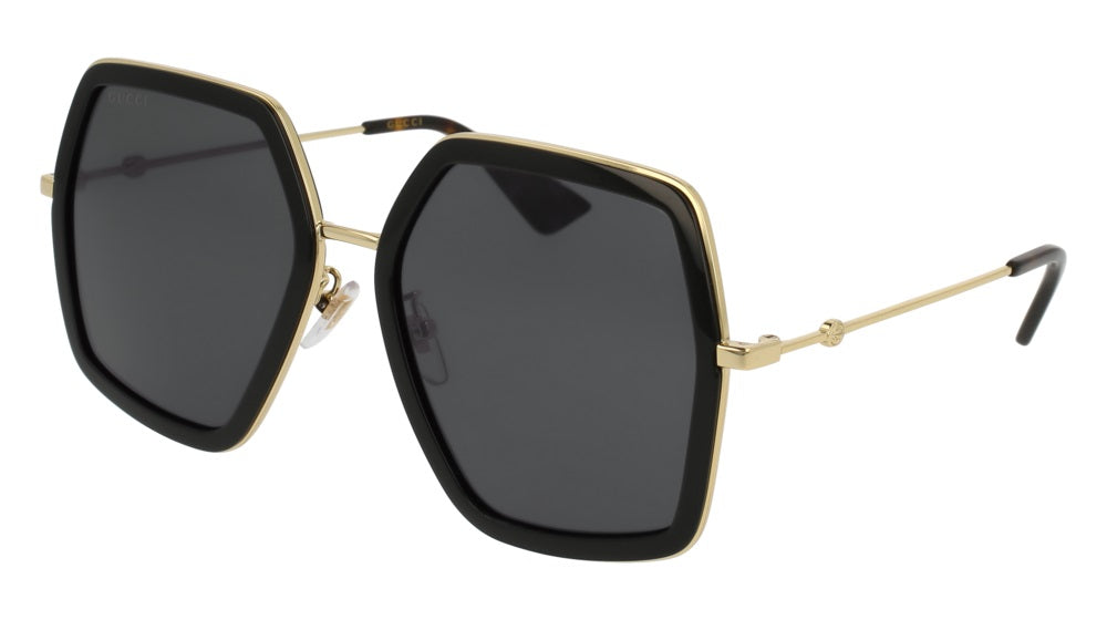 Gucci Sunglasses GG0106S-001 56mm Black-Gold / Grey Lens