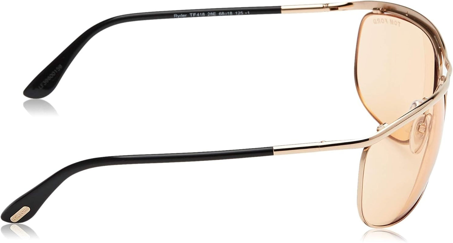 Tom Ford RYDER FT418 28E Sunglasses Rose Gold / Brown Yellow Lens
