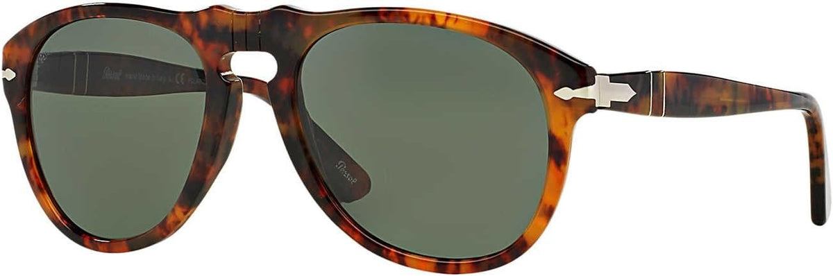 Persol PO0649 108/58 Round Sunglasses 54mm Caffe / Green Polarized Lens