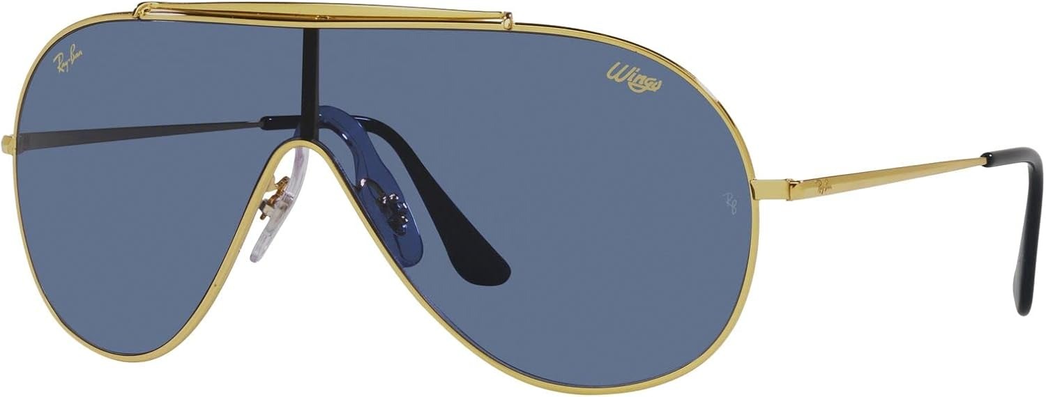 Ray-Ban RB3597 924580 Wings Shield Sunglasses Gold / Dark Blue Lens