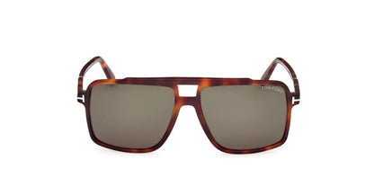 Tom Ford Kemp FT1177 53N Sunglasses 59mm Havana / Green Solid Lens