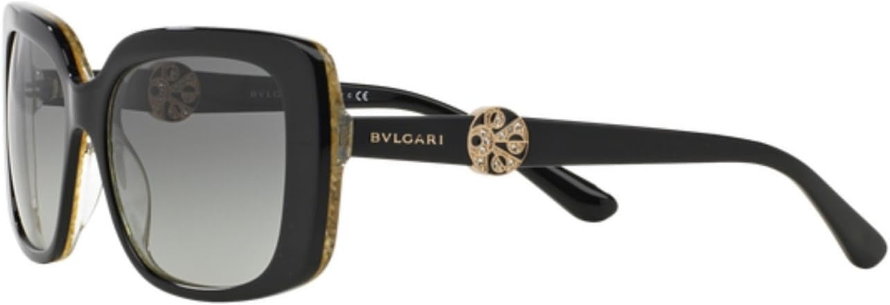 Bvlgari Sunglasses BV8146B 532511 55mm Black-Glitter Gold / Grey Gradient Lens