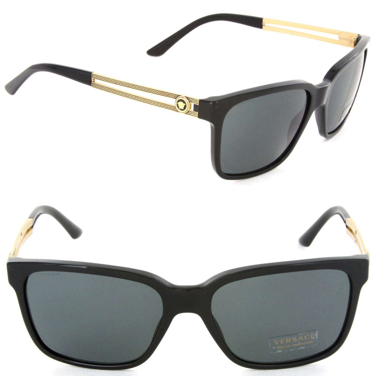 Versace VE4307 GB1/87 Square Sunglasses Black/Grey Lens