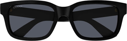Gucci GG1583S 001 Rectangle Sunglasses 56mm Black / Dark Grey Solid Lens