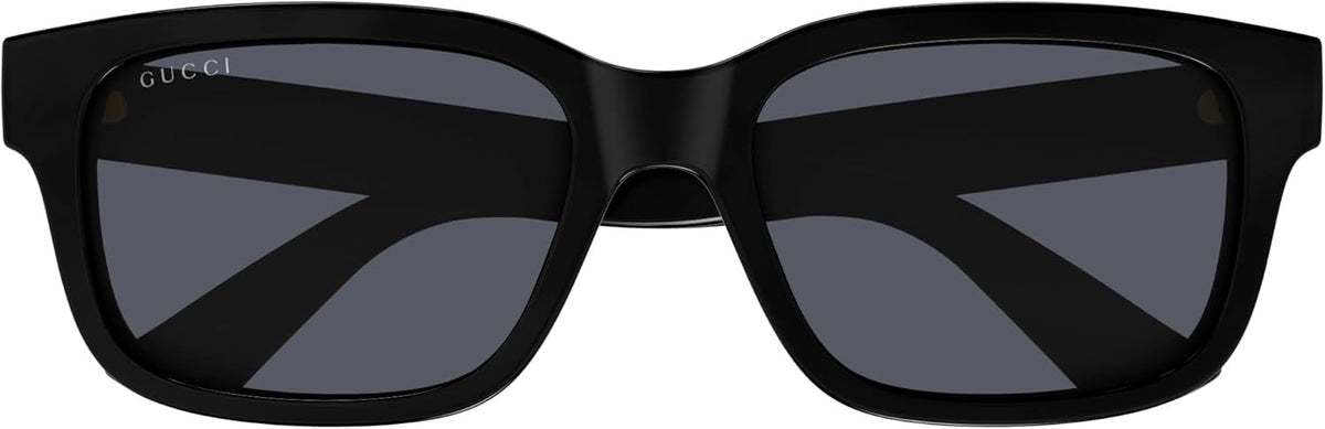 Gucci GG1583S 001 Rectangle Sunglasses 56mm Black / Dark Grey Solid Lens