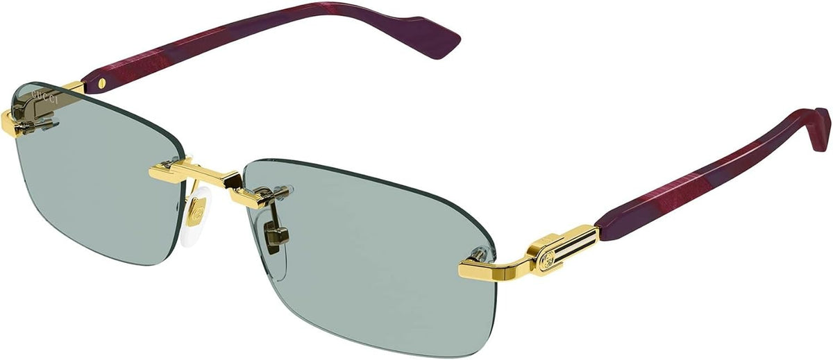 Gucci Sunglasses GG1221S 003 56mm Gold Burgundy / Green Lens