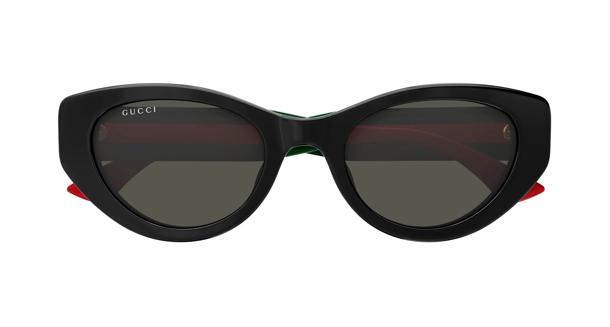 Gucci Sunglasses GG1862S 001 52mm Shiny Black Green Red / Grey Lens