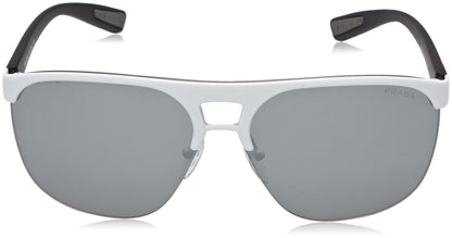 Prada Sport Sunglasses PS53QS TWK7W1 34mm Matte Black White / Silver Mirror Lens