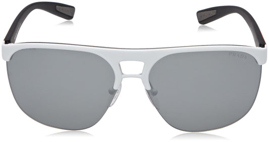 Prada Sport Sunglasses PS53QS TWK7W1 34mm Matte Black White / Silver Mirror Lens