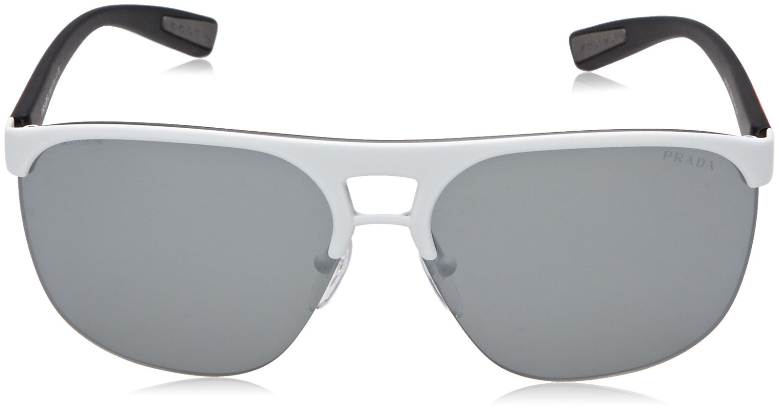 Prada Sport Sunglasses PS53QS TWK7W1 34mm Matte Black White / Silver Mirror Lens