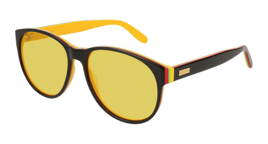 Gucci GG0271S 005 Sunglasses 55mm Black / Yellow Solid Lens