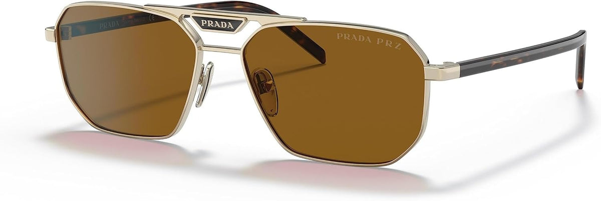 Prada Sunglasses PR58YS ZVN5Y1 57mm Pale Gold / Polarized Brown Lens