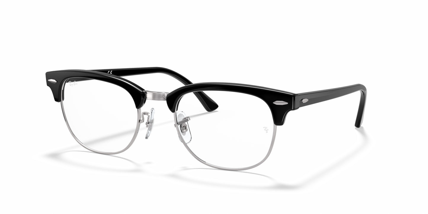 Ray-Ban RX 5154 2000 Clubmaster Eyeglasses 49mm Black/ Clear Demo Lens