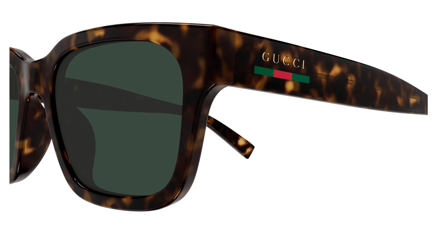 Gucci GG1857S 002 Square Sunglasses 55mm Havana / Green Solid Lens