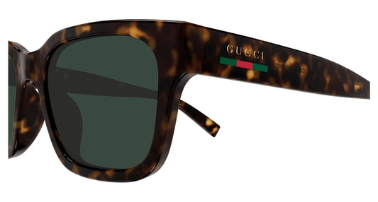 Gucci GG1857S 002 Square Sunglasses 55mm Havana / Green Solid Lens
