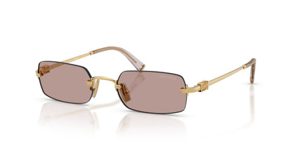 Miu Miu MU B50S 5AK20I Rectangle Sunglasses 52mm Gold / Light Purple Brown Lens
