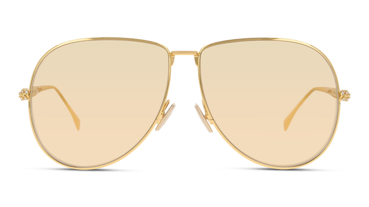 Fendi Sunglasses FF0437S 001-2M 63mm Gold / Rose Mirror Lens
