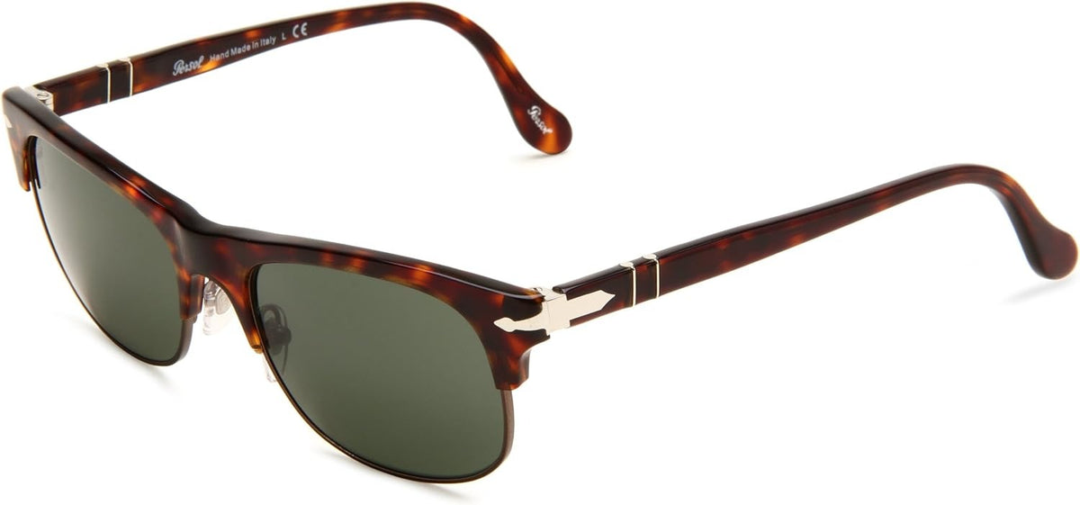 Persol PO 3034/S 24/31 Square Sunglasses 53mm Havana / Green Lens