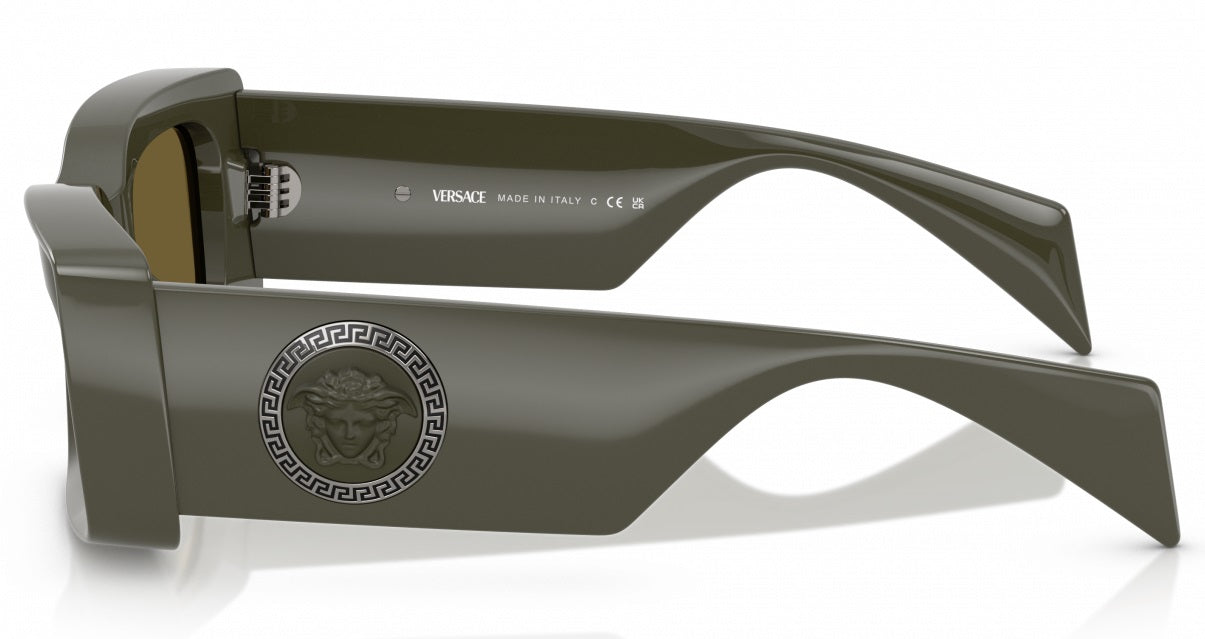 Versace VE4474U 549173 Rectangle Sunglasses 52mm Dark Olive / Brown Lens