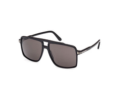 Tom Ford FT1177 01A Kemp Sunglasses 59mm Shiny Black / Smoke Solid Lens