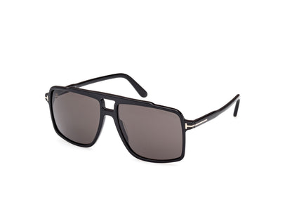 Tom Ford FT1177 01A Kemp Sunglasses 59mm Shiny Black / Smoke Solid Lens