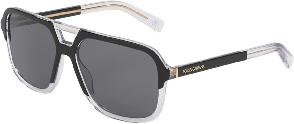 Dolce & Gabbana Sunglasses DG4354F 50181 58mm Black on Crystal / Dark Grey Lens