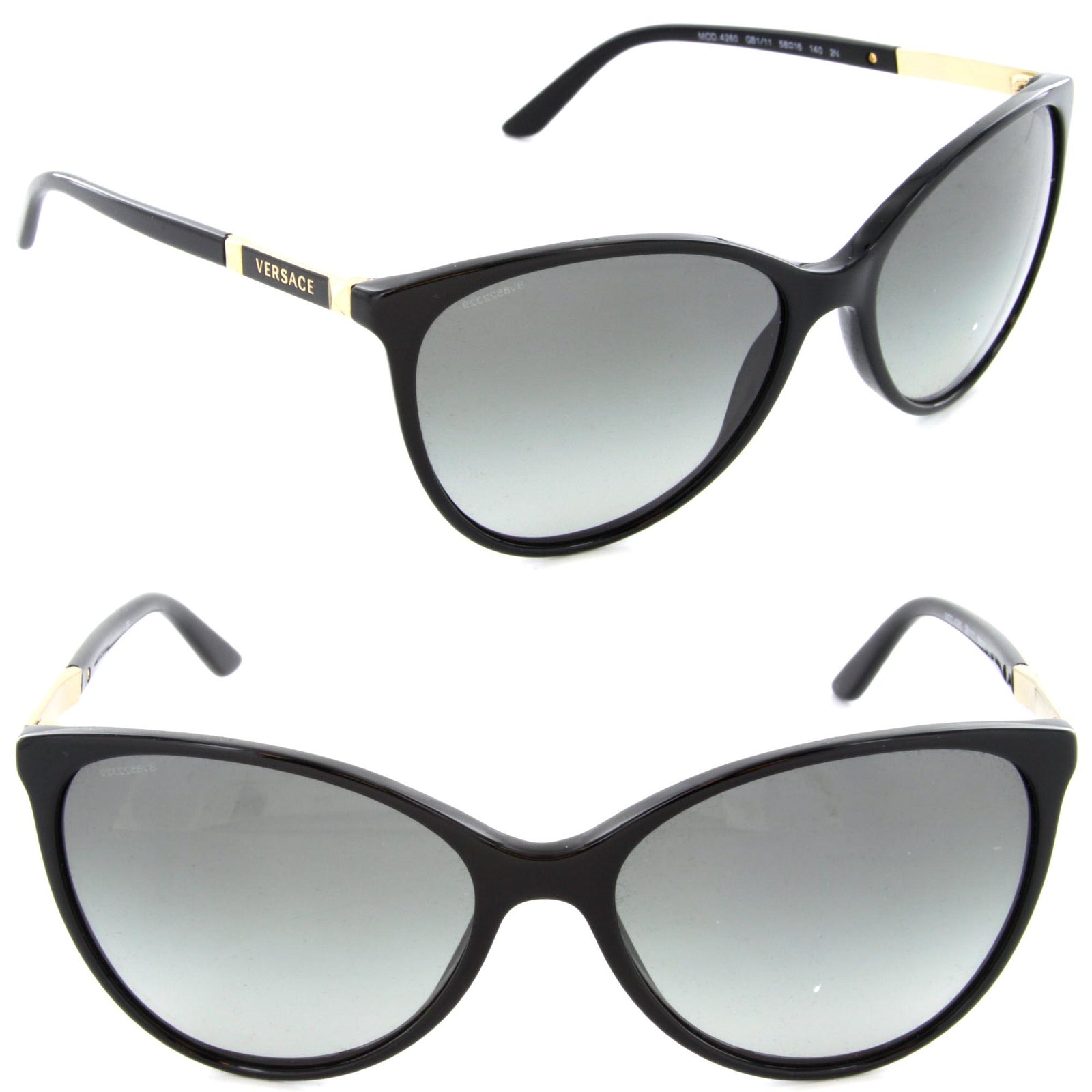 VERSACE Cateye Sunglasses VE4260 GB1/11 58mm Black / Grey Gradient Lens