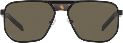 Prada PR60WS 1BO5G1 Piot Sunglasses 58mm Matte Black / Brown Lens