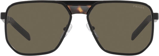 Prada PR60WS 1BO5G1 Piot Sunglasses 58mm Matte Black / Brown Lens